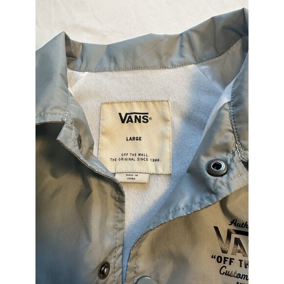 VANS SNAP FRONT NYLON COACHES JACKET MEDIUM Kids Large Light Grey - Picture 6 of 9